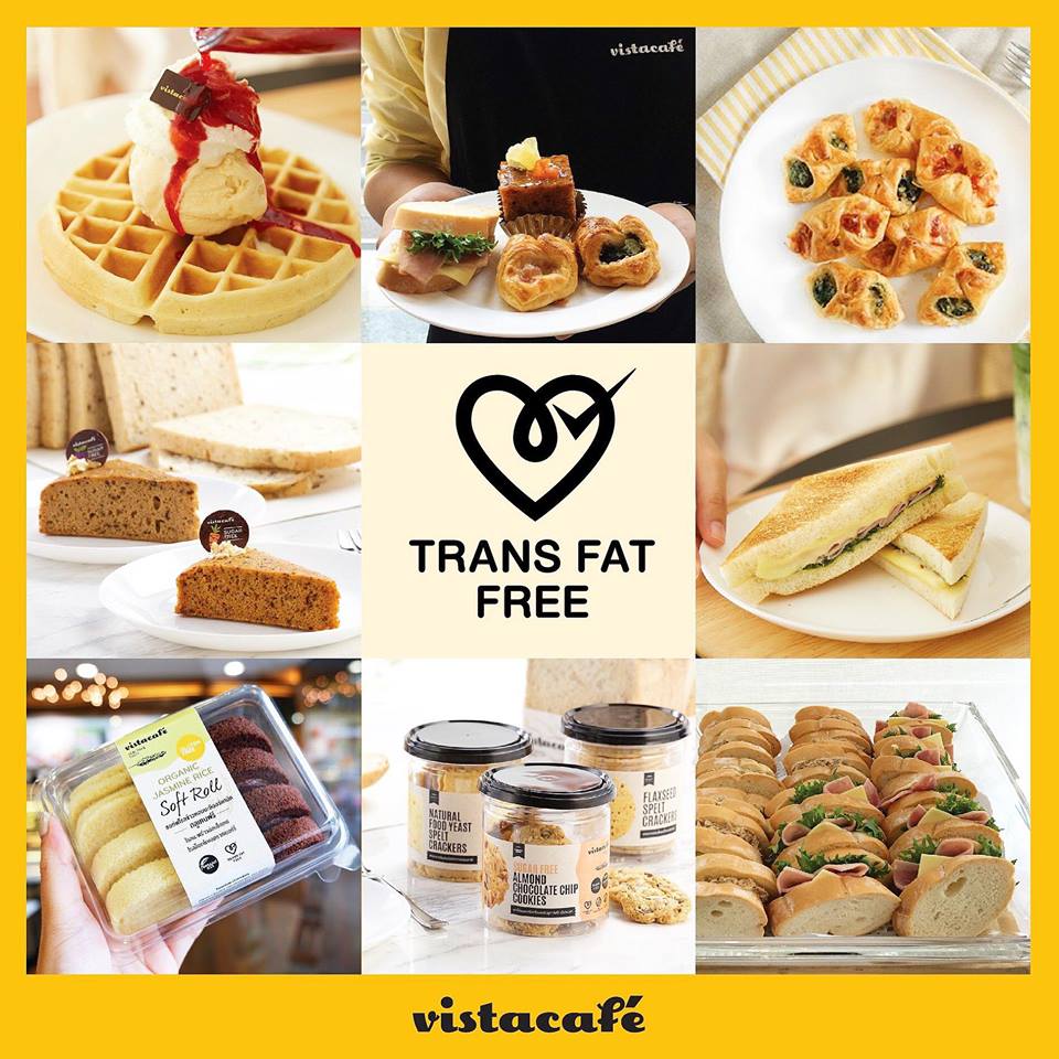 วิสต้าคาเฟ่ Vista Café ใส่ใจในสุขภาพของคุณลูกค้าทุกท่าน จึงเลือกใช้เนยสดแท้และเนยจากน้ำมันรำข้าว มาตลอด 18 ปี ไม่มีไขมันทรานส์