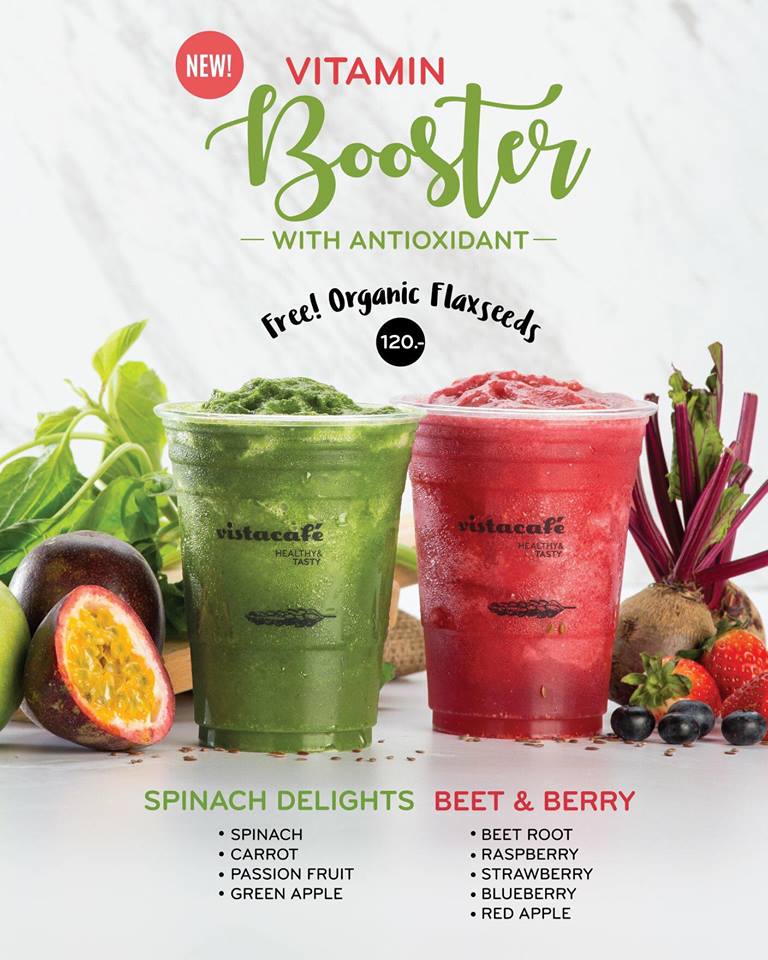 เมนูผักผลไม้ปั่น Beet & Berry และ Spinach Delights ทั้งสดชื่นแถมอร่อย ที่วิสต้าคาเฟ่สาขาคิสมอลล์ พระราม 4 - สุขุมวิท 42 